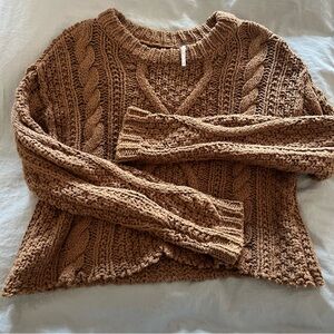 Free People Cropped Cable Knit Sweater